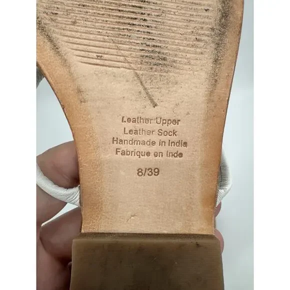 Jeffery Campbell Darby Sandals Size 8 All Leather Toe Ring White Shoes Flip Flop - Picture 6 of 6